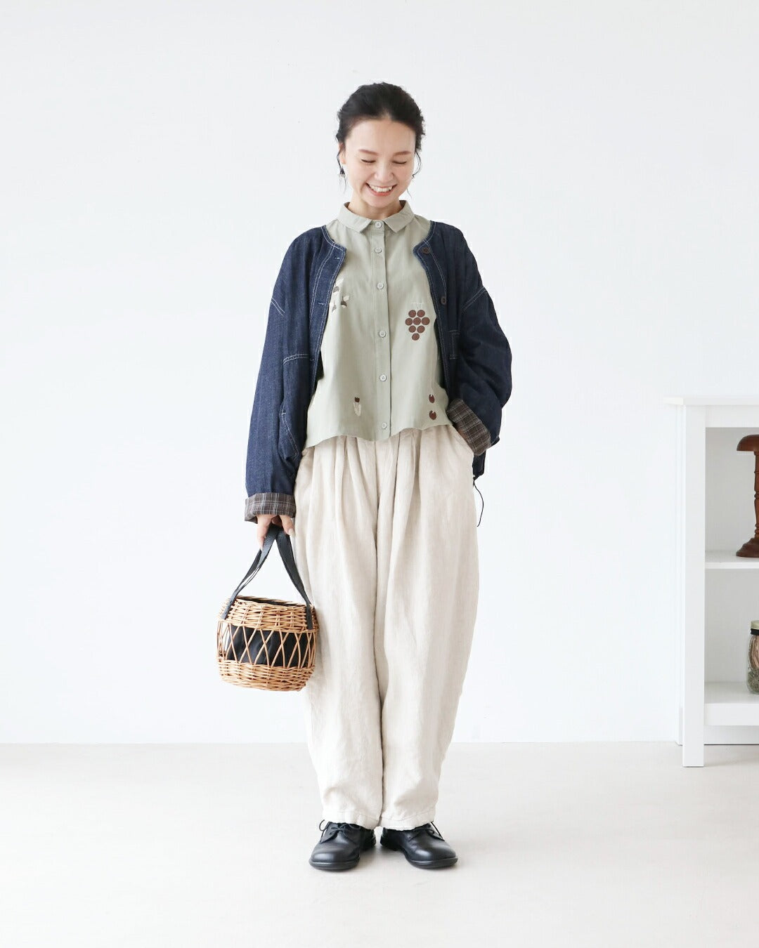 サンポクシェル sanpo kuschel たべもの刺繍シャツ （グリーン） グリーン