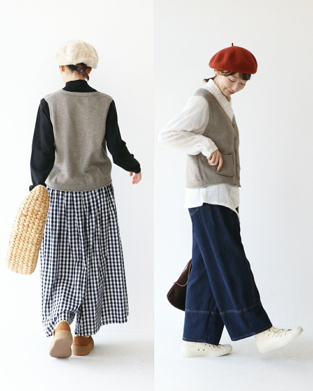 サンポクシェル sanpo kuschel ほっこり花刺繍ベスト （ライトグレー） ライトグレー