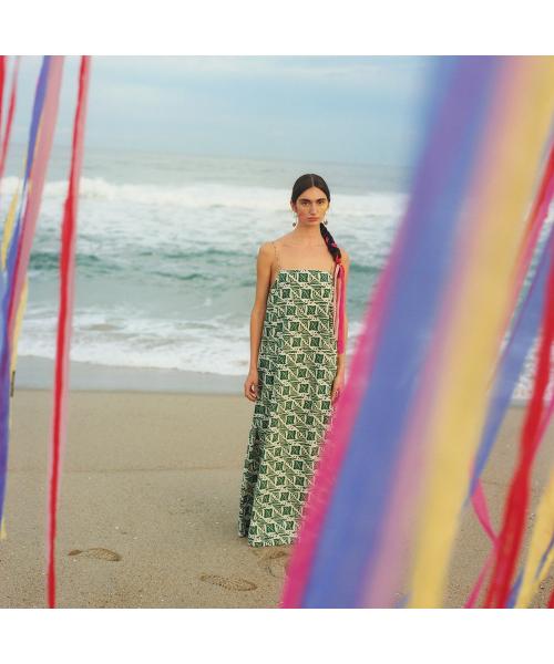 サラ マリカ Sara mallika Sara mallika ワンピース Cotton Poplin Print Dress 020551SM1 （GREEN/グリーン×アイボリー） GREEN/グリーン×アイボリー