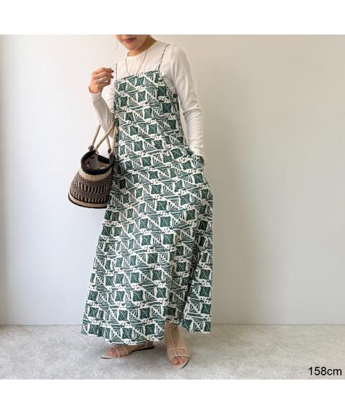 サラ マリカ Sara mallika Sara mallika ワンピース Cotton Poplin Print Dress 020551SM1 （GREEN/グリーン×アイボリー） GREEN/グリーン×アイボリー
