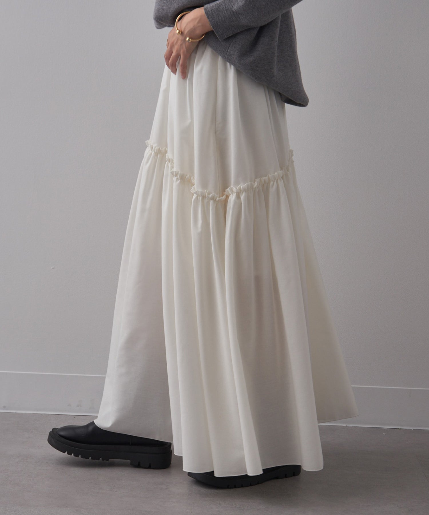 【SETUP7】Frilled Skirt,ホワイト