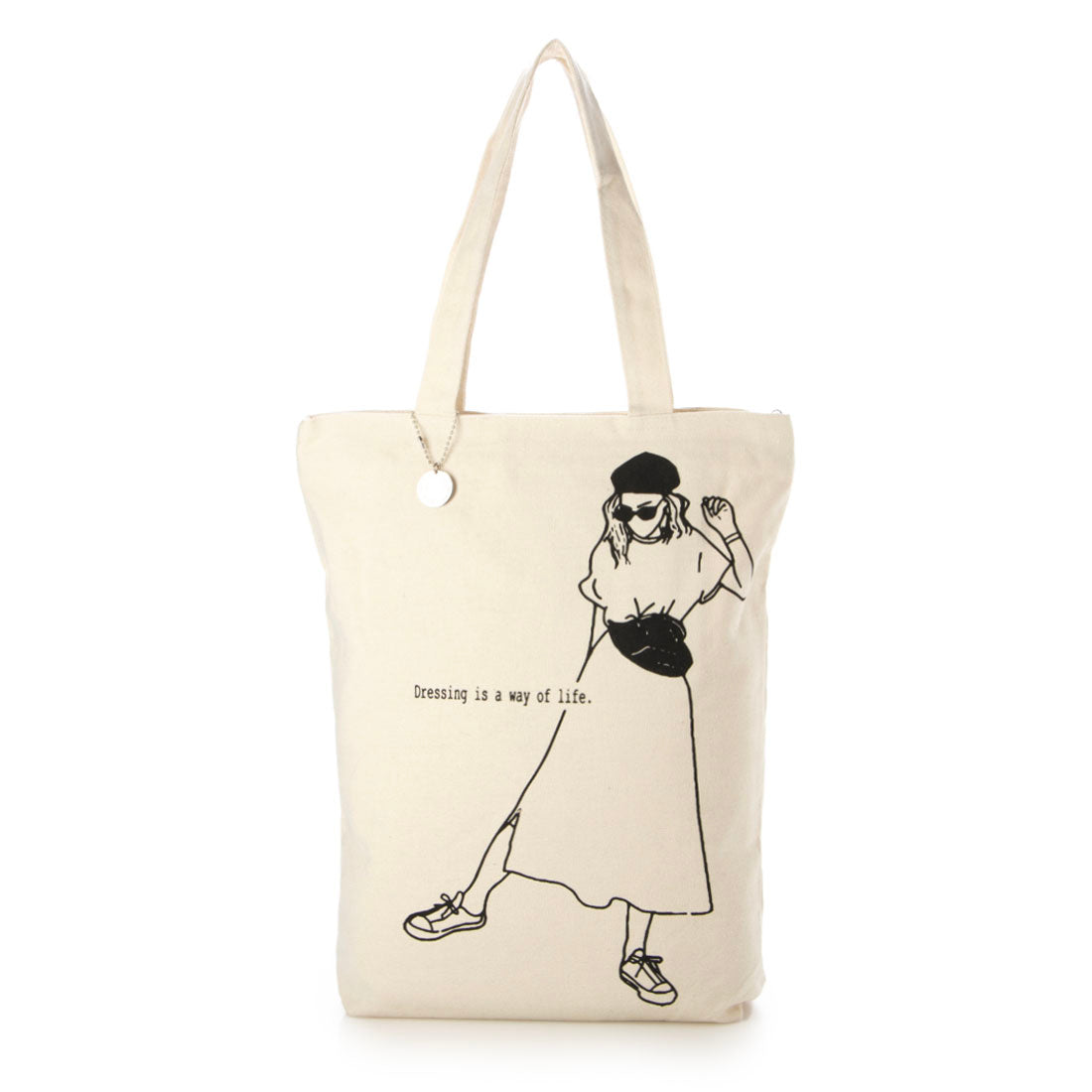 モーヴ mauve [mauve] キャンバス トートバッグ A5対応 薄型 軽量 ファスナー開閉 通勤 通学 普段使い レディース メンズ 男女兼用 手提げバッグ（Cuctas X ブラック） （ホワイト） ホワイト