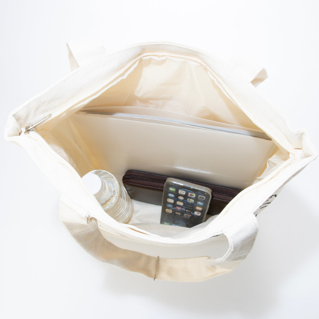 モーヴ mauve [mauve] キャンバス トートバッグ A5対応 薄型 軽量 ファスナー開閉 通勤 通学 普段使い レディース メンズ 男女兼用 手提げバッグ（Cuctas X ブラック） （ホワイト） ホワイト