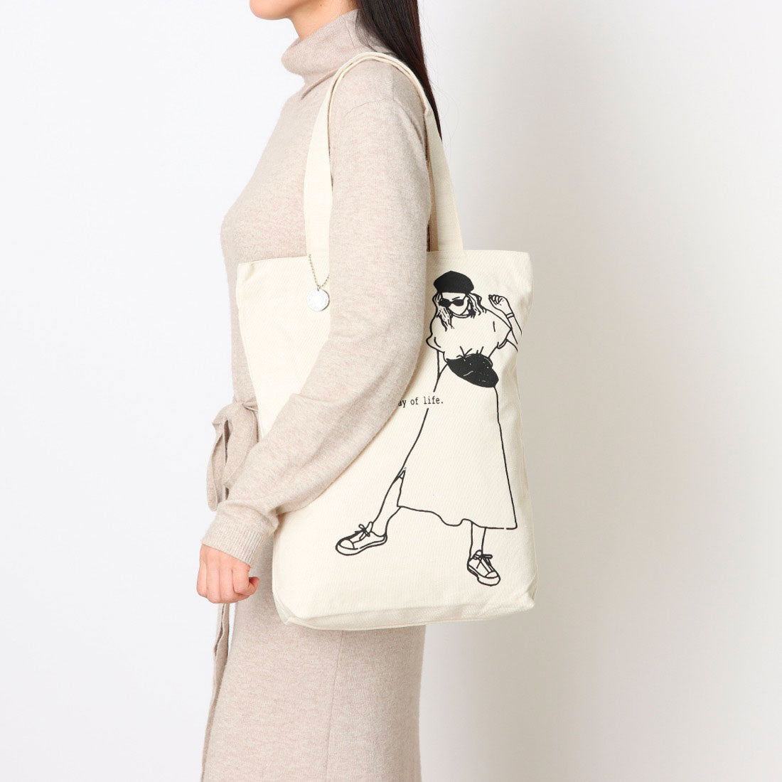 モーヴ mauve [mauve] キャンバス トートバッグ A5対応 薄型 軽量 ファスナー開閉 通勤 通学 普段使い レディース メンズ 男女兼用 手提げバッグ（Cuctas X ブラック） （ホワイト） ホワイト