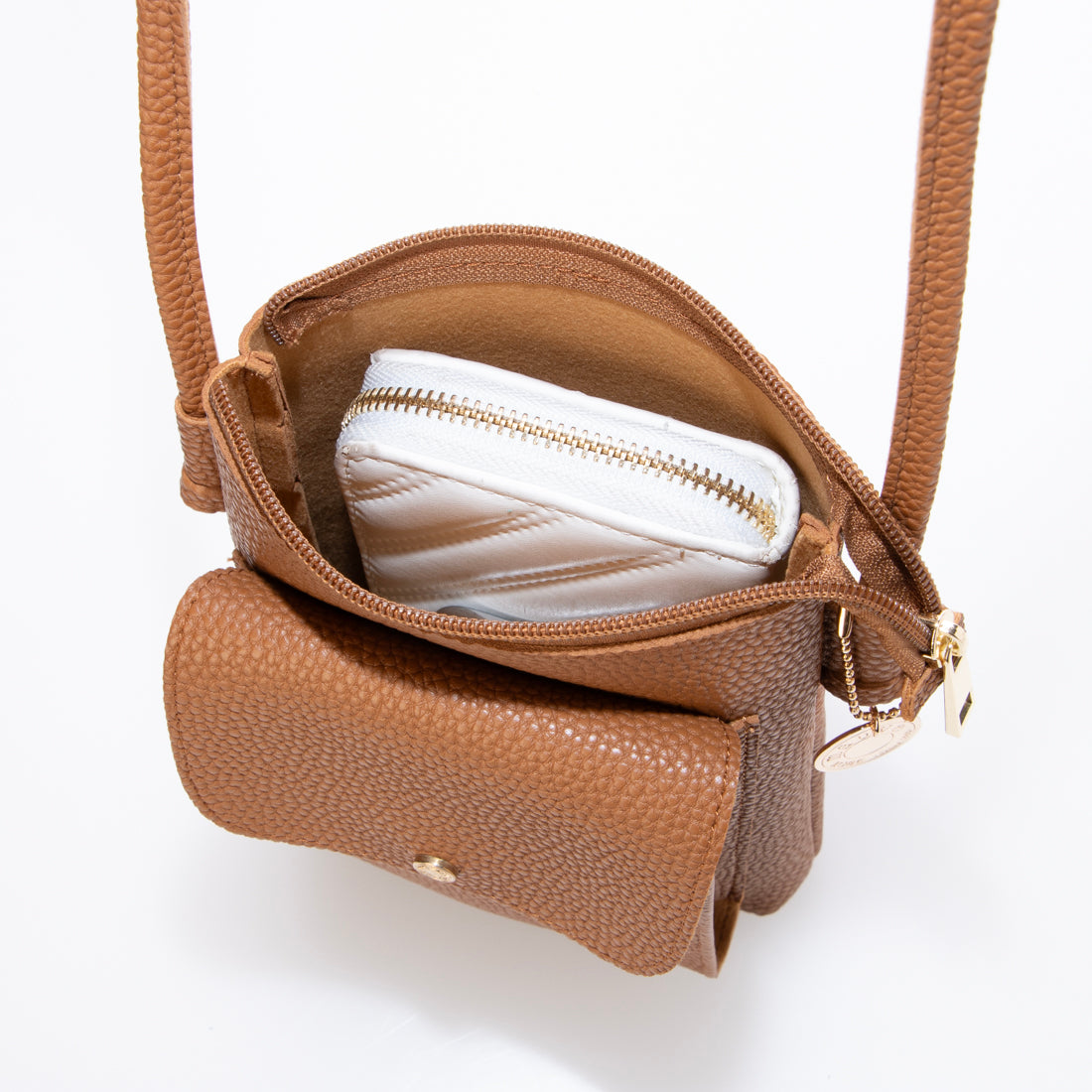 モーヴ mauve フロントフラップポケットスマホショルダー 【Lサイズシリーズ】 （キャメル） キャメル