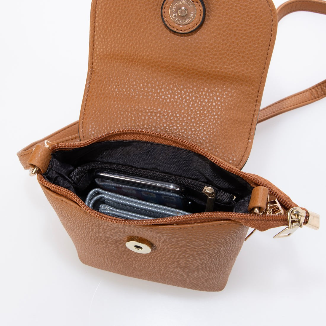 モーヴ mauve スマホショルダー ベルトアクセントフラップ ミニショルダー （キャメル） キャメル