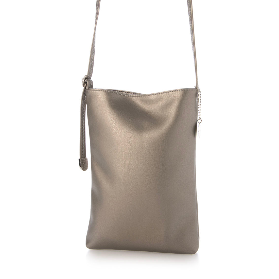 モーヴ mauve 【Lサイズ】柔らかなフェイクレザーのスマホショルダー （ブロンズ） ブロンズ