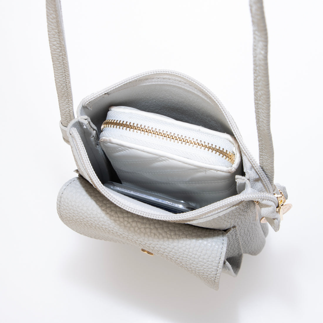 モーヴ mauve フロントフラップポケットスマホショルダー 【Lサイズシリーズ】 （ライトグレー） ライトグレー