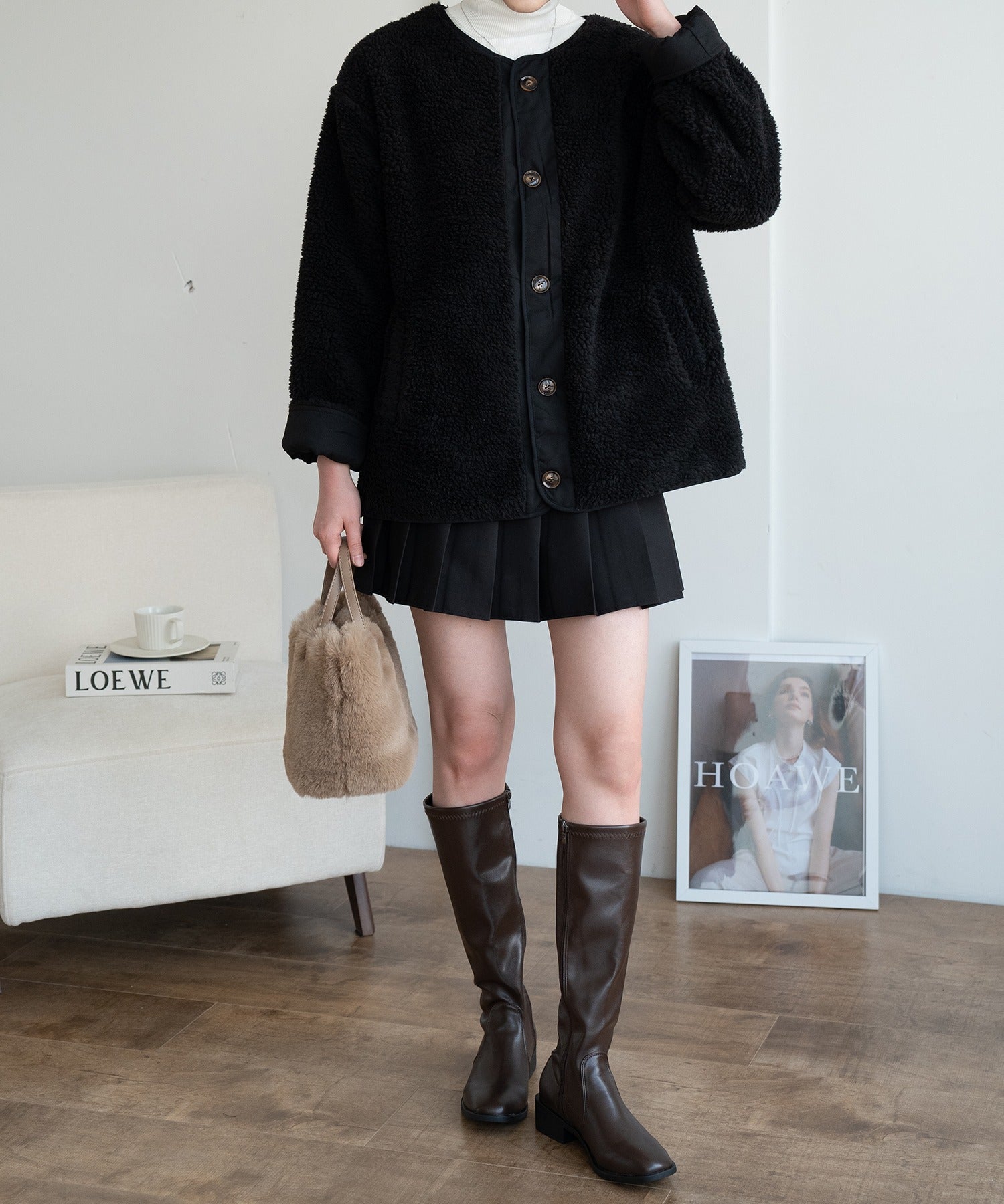 メゾンドラティール maison de LATIR 美脚ロングブーツ ミュールパンプス （ブラック） ブラック