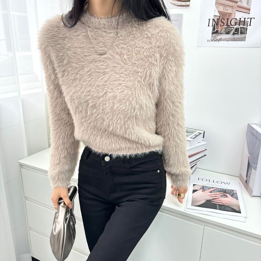 メゾンドラティール maison de LATIR ふわふわショート丈のシャギーニット