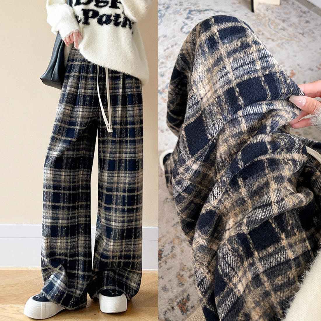 maison de LATIR Warm and Comfortable Checkered Wide Pants