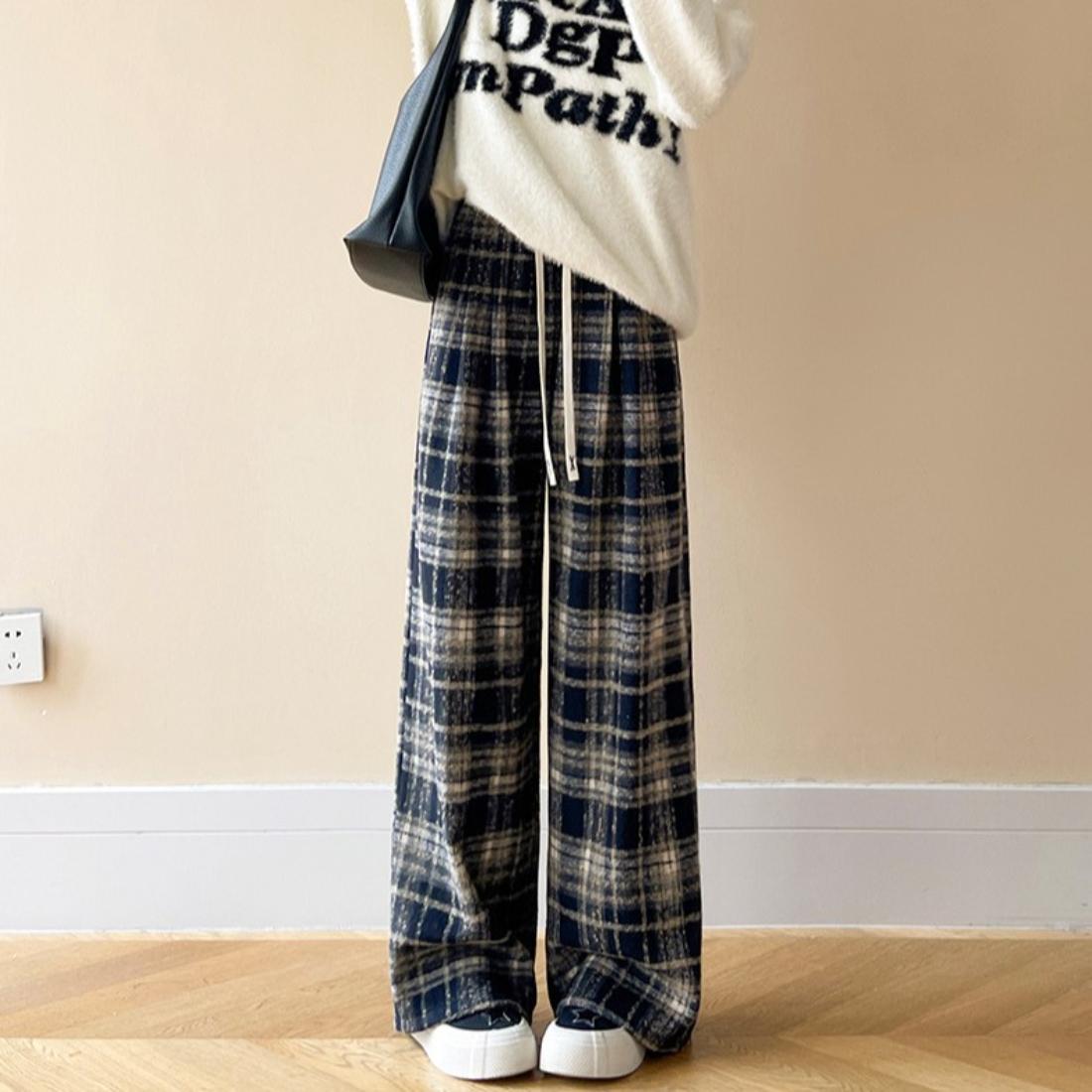 maison de LATIR Warm and Comfortable Checkered Wide Pants
