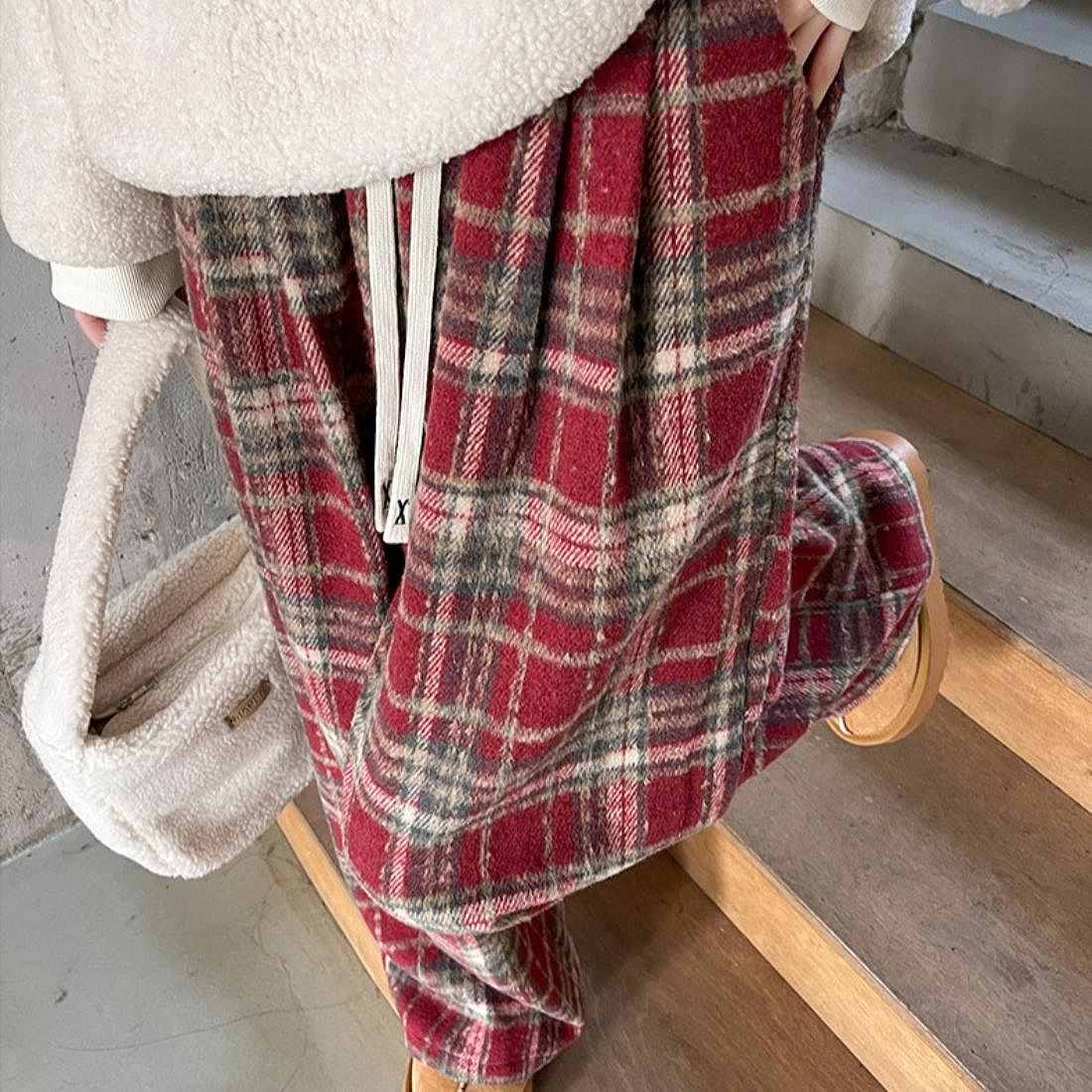maison de LATIR Warm and Comfortable Checkered Wide Pants