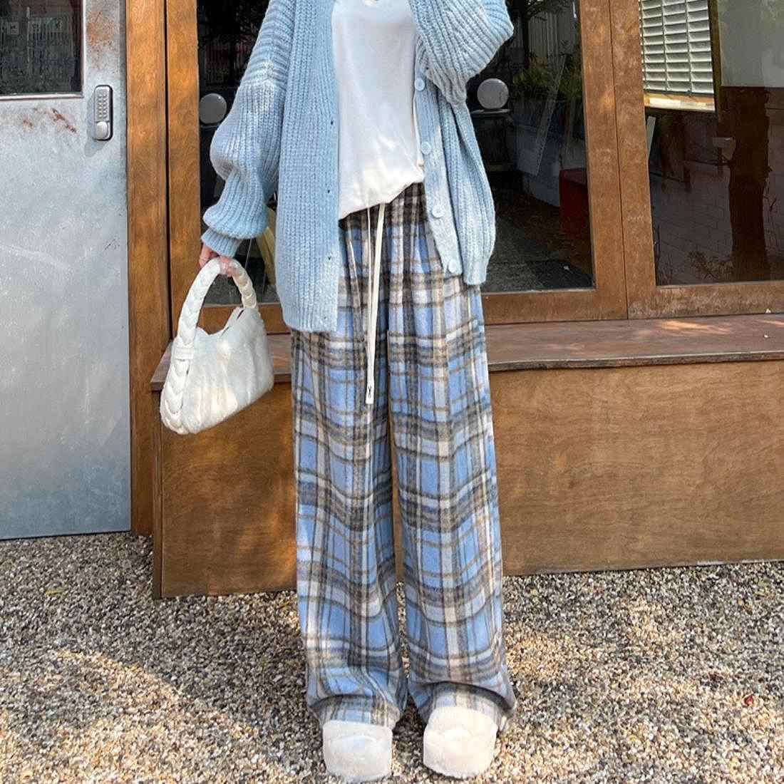 maison de LATIR Warm and Comfortable Checkered Wide Pants