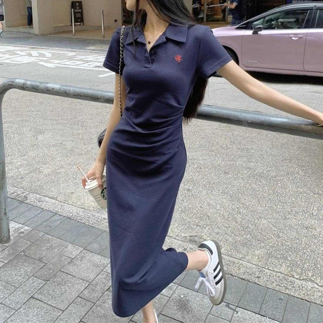 メゾンドラティール maison de LATIR きちんと見えポロシャツワンピース （グレー） グレー