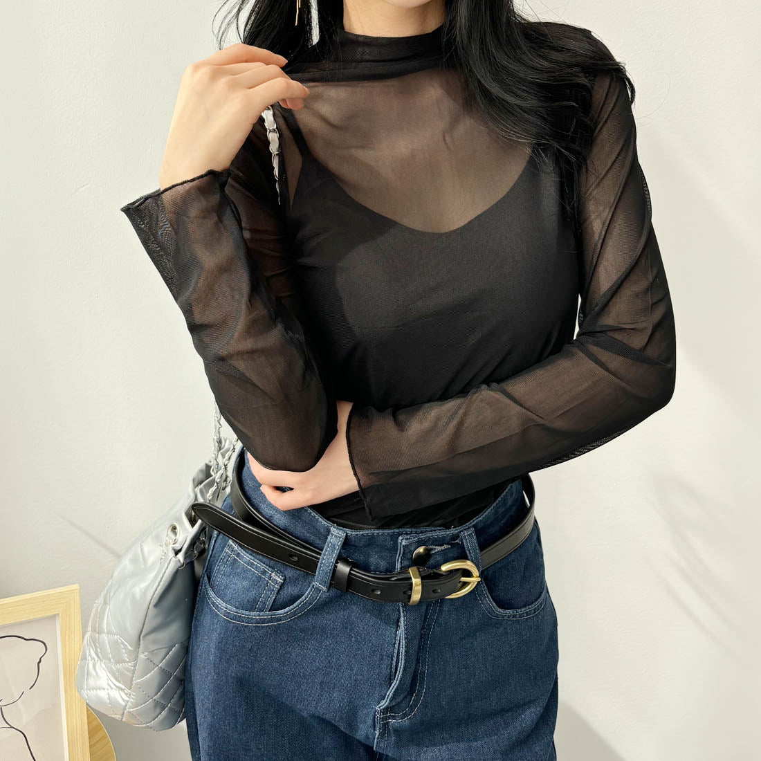 メゾンドラティール maison de LATIR 重ね着用アイテムインナーウェアー シアー素材 （ブラック） ブラック