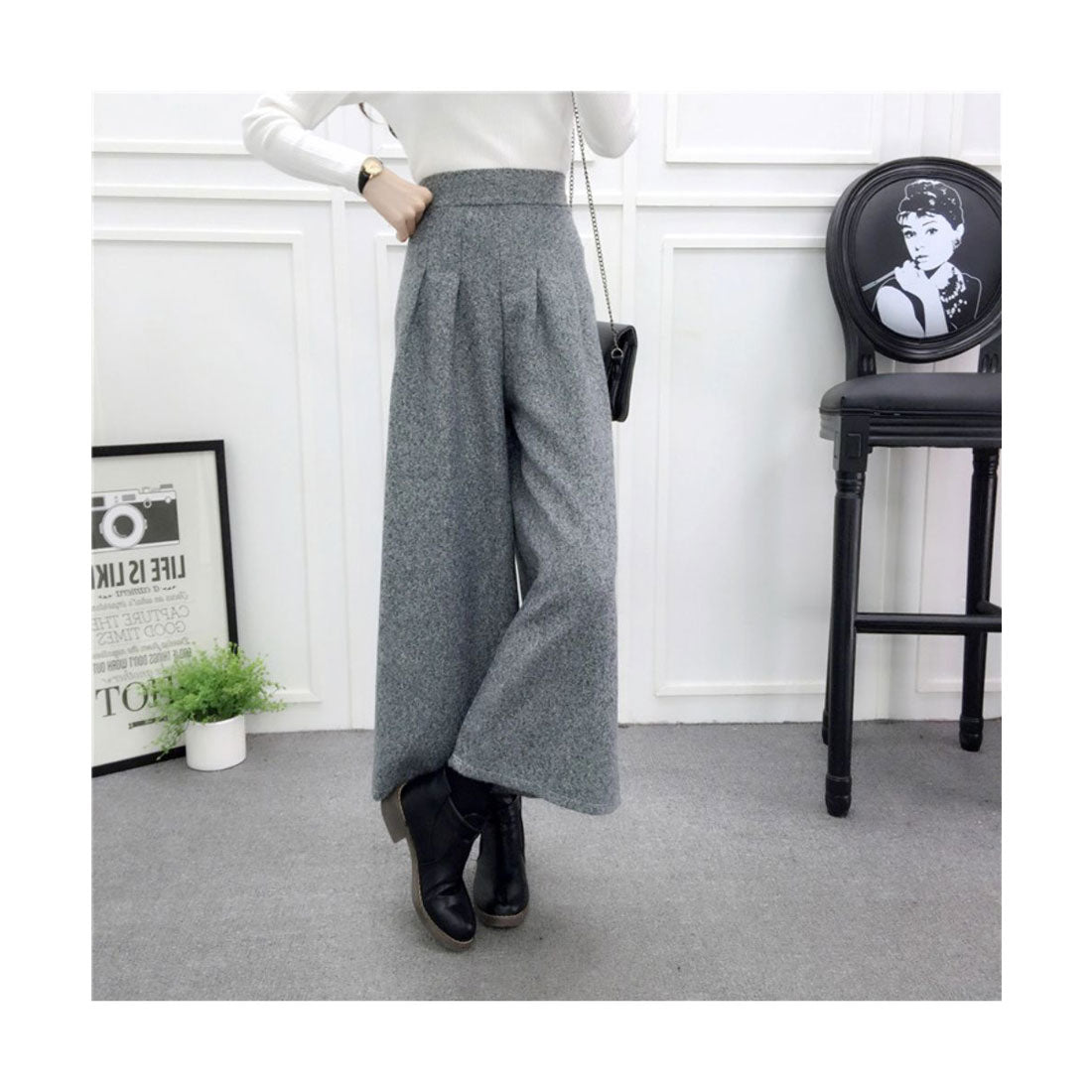 メゾンドラティール maison de LATIR ハイウエストウールフレアパンツ チェック柄