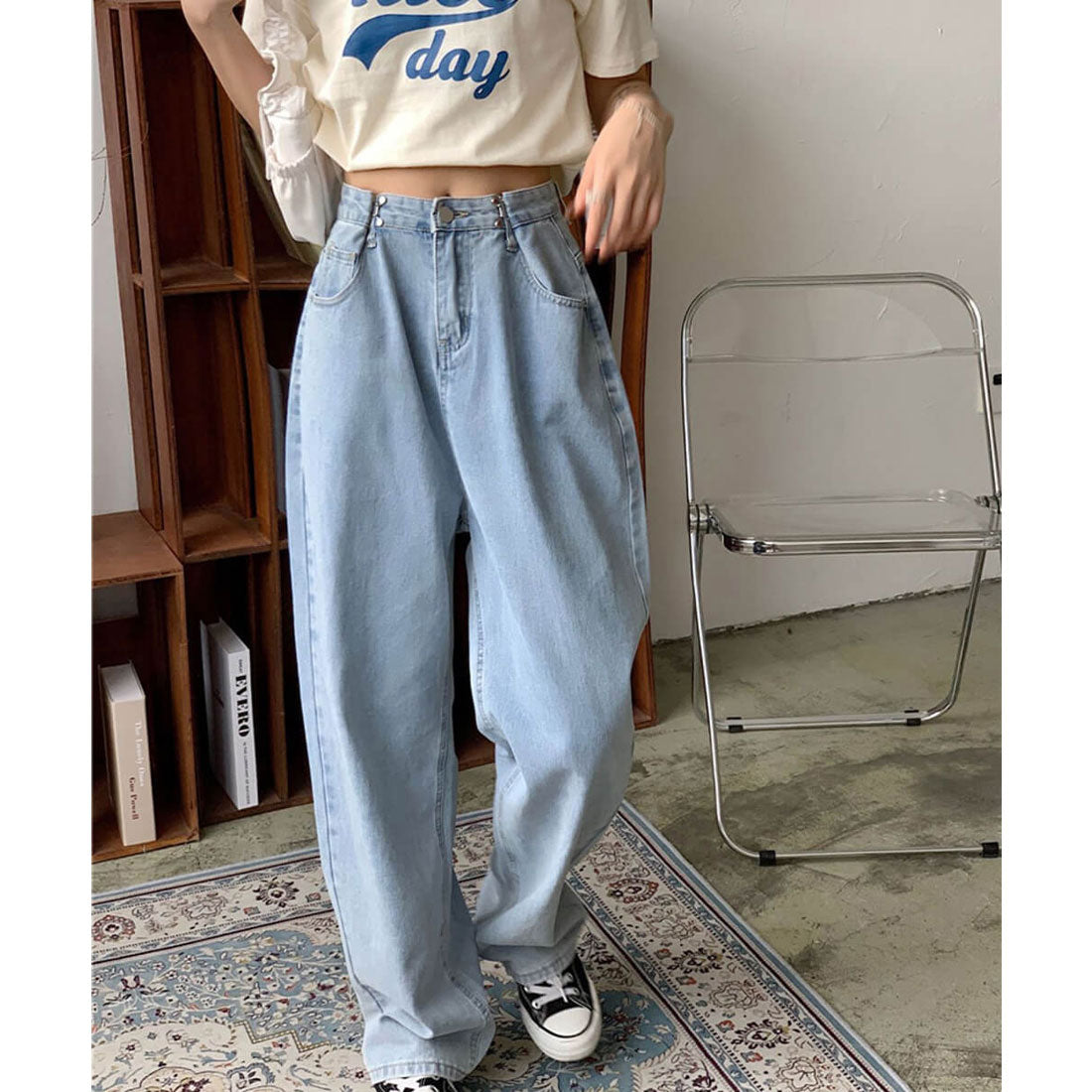 メゾンドラティール maison de LATIR ハイウエストワイドデニムパンツ 韓国