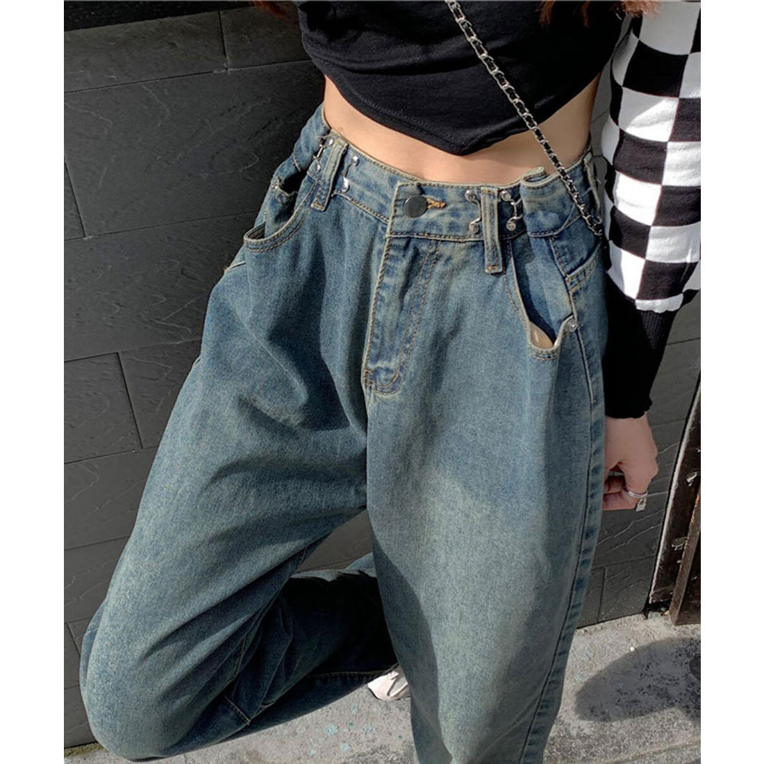 メゾンドラティール maison de LATIR ハイウエストワイドデニムパンツ 韓国