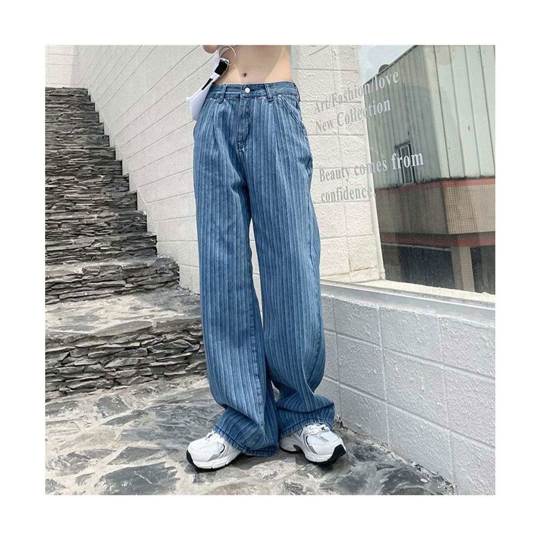 メゾンドラティール maison de LATIR ストライプ柄ストレートデニムパンツ