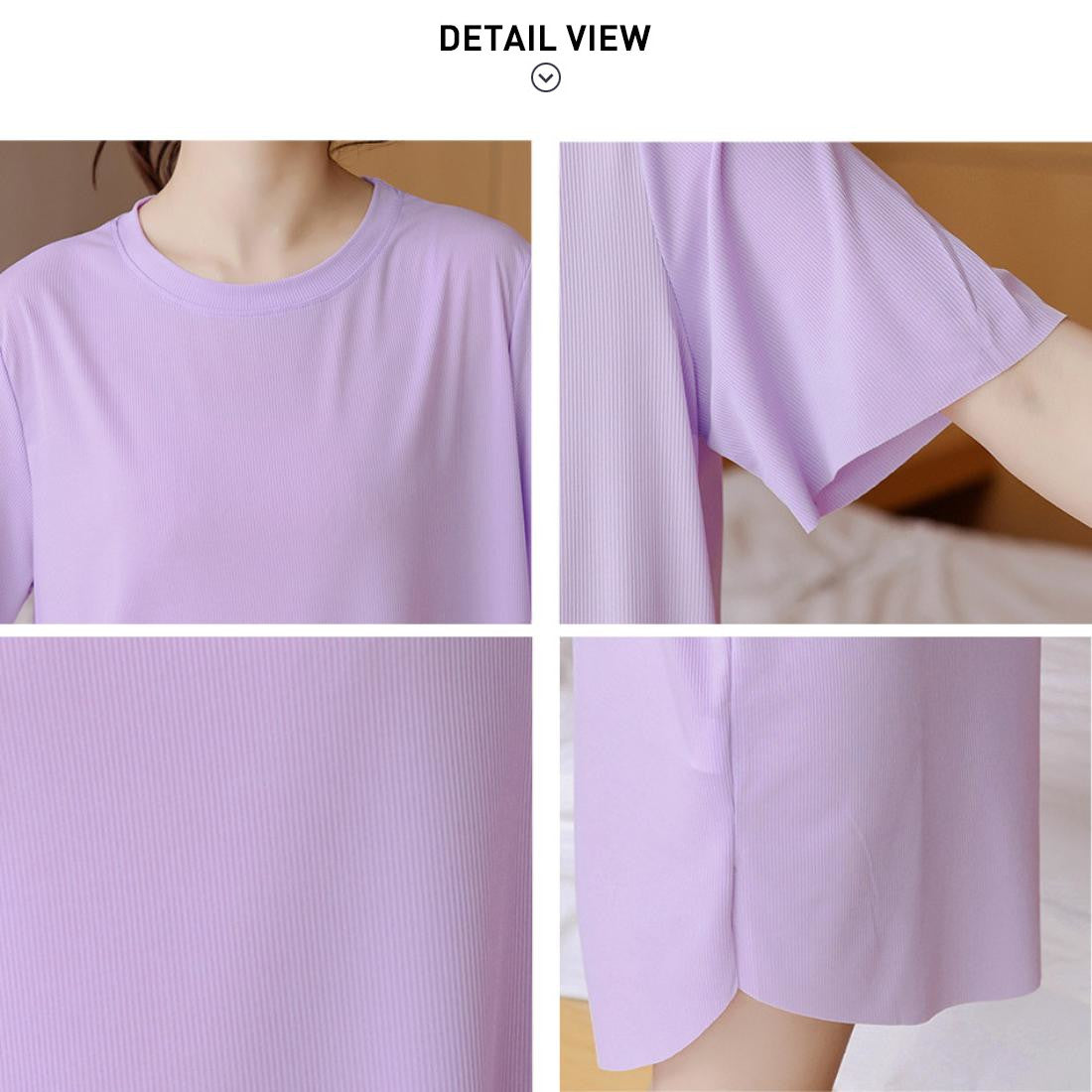 メゾンドラティール maison de LATIR Tシャツワンピース ミドル丈 ラウンドネック （バイオレット） バイオレット