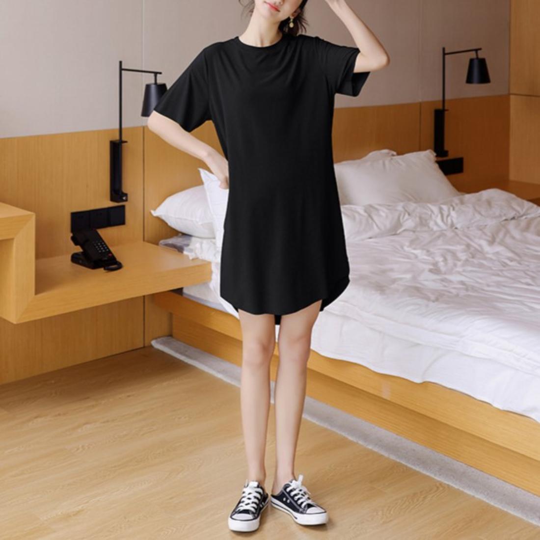メゾンドラティール maison de LATIR Tシャツワンピース ミドル丈 ラウンドネック （ブラック） ブラック