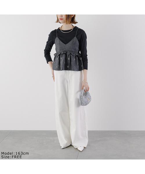 マリリンムーン MARILYN MOON MARILYN MOON SOI-MeME キャミソール 4251-112 フラワー ビーズ （15/CHARCOAL/グレー） 15/CHARCOAL/グレー