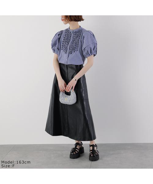 マリリンムーン MARILYN MOON MARILYN MOON ブラウス 4252-177 ストライプ フリル （98.NAVY×05.WHITE/ネイビー） 98.NAVY×05.WHITE/ネイビー
