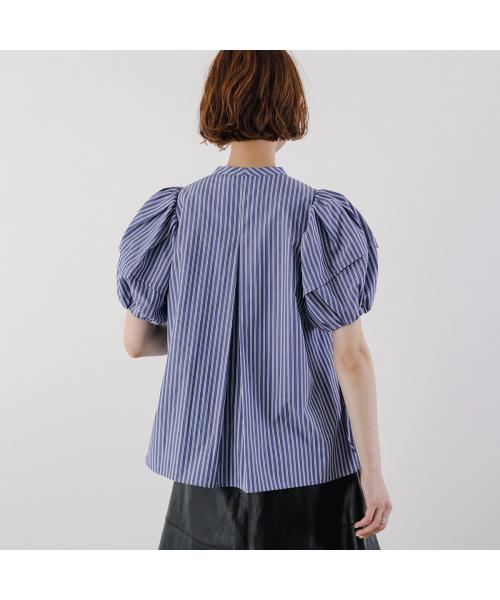 マリリンムーン MARILYN MOON MARILYN MOON ブラウス 4252-177 ストライプ フリル （98.NAVY×05.WHITE/ネイビー） 98.NAVY×05.WHITE/ネイビー