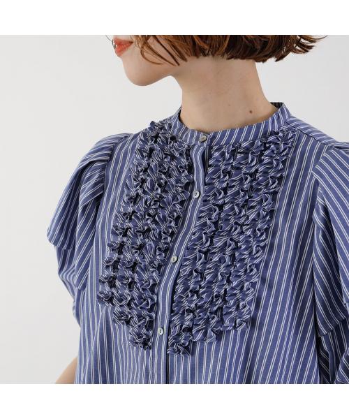 マリリンムーン MARILYN MOON MARILYN MOON ブラウス 4252-177 ストライプ フリル （98.NAVY×05.WHITE/ネイビー） 98.NAVY×05.WHITE/ネイビー