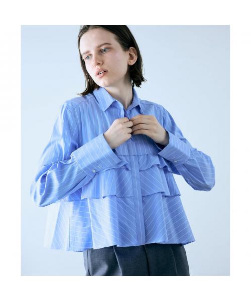 マリリンムーン MARILYN MOON MARILYN MOON ブラウス layered raffle blouse 4254-128 （95/BLUE×05/WHITE） 95/BLUE×05/WHITE