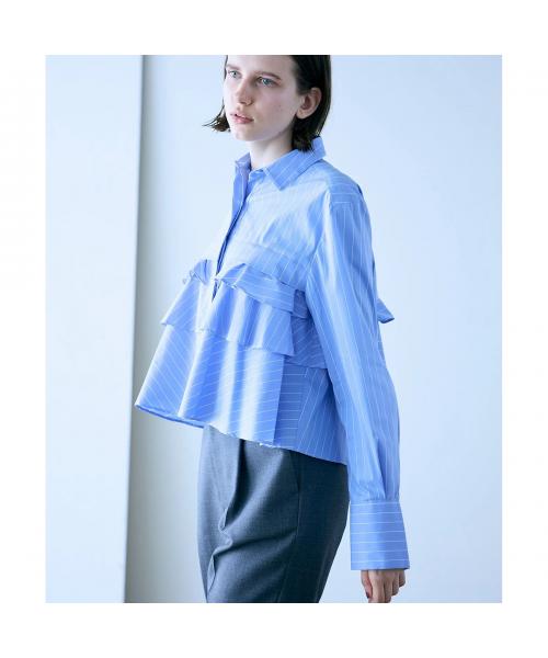 マリリンムーン MARILYN MOON MARILYN MOON ブラウス layered raffle blouse 4254-128 （95/BLUE×05/WHITE） 95/BLUE×05/WHITE