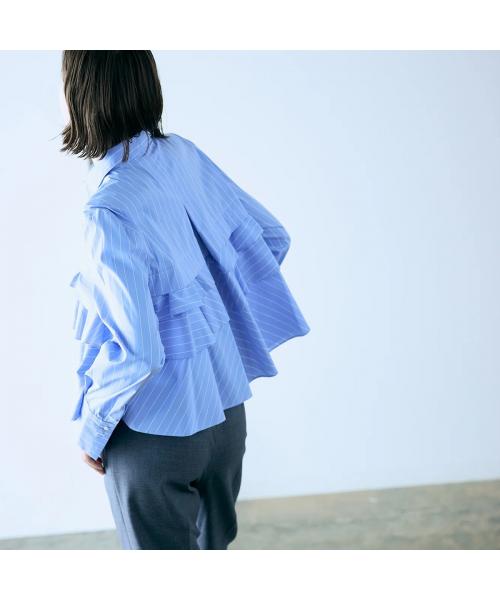 マリリンムーン MARILYN MOON MARILYN MOON ブラウス layered raffle blouse 4254-128 （95/BLUE×05/WHITE） 95/BLUE×05/WHITE