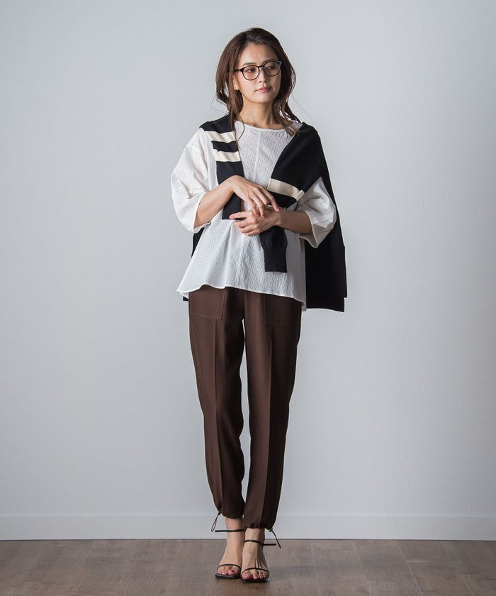 MAYSON GREY Ripple Balloon Sleeve Blouse