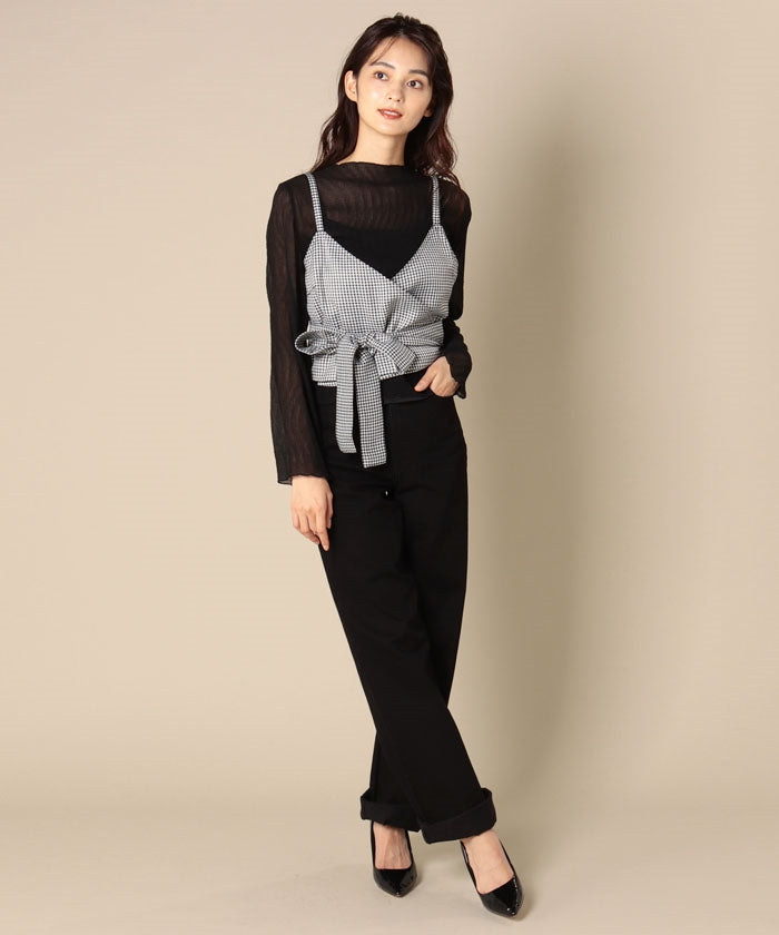 メイソングレイ MAYSON GREY ★【セットアップ対応商品】【socolla】チドリ柄キャミソール （ベージュ系） ベージュ系
