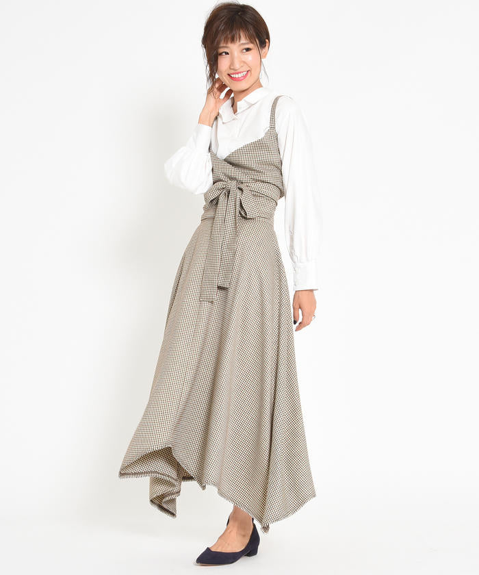 メイソングレイ MAYSON GREY ★【セットアップ対応商品】【socolla】チドリ柄キャミソール （ベージュ系） ベージュ系