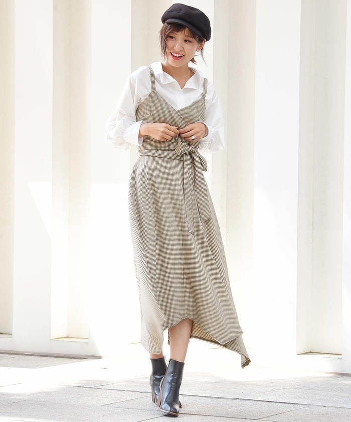 メイソングレイ MAYSON GREY ★【セットアップ対応商品】【socolla】チドリ柄キャミソール （ベージュ系） ベージュ系