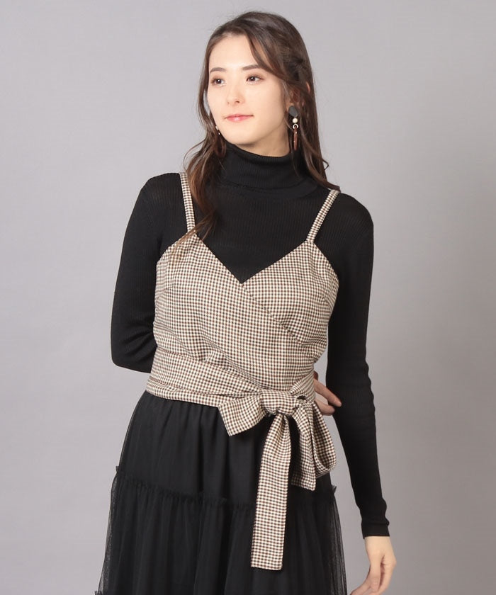 メイソングレイ MAYSON GREY ★【セットアップ対応商品】【socolla】チドリ柄キャミソール （ベージュ系） ベージュ系