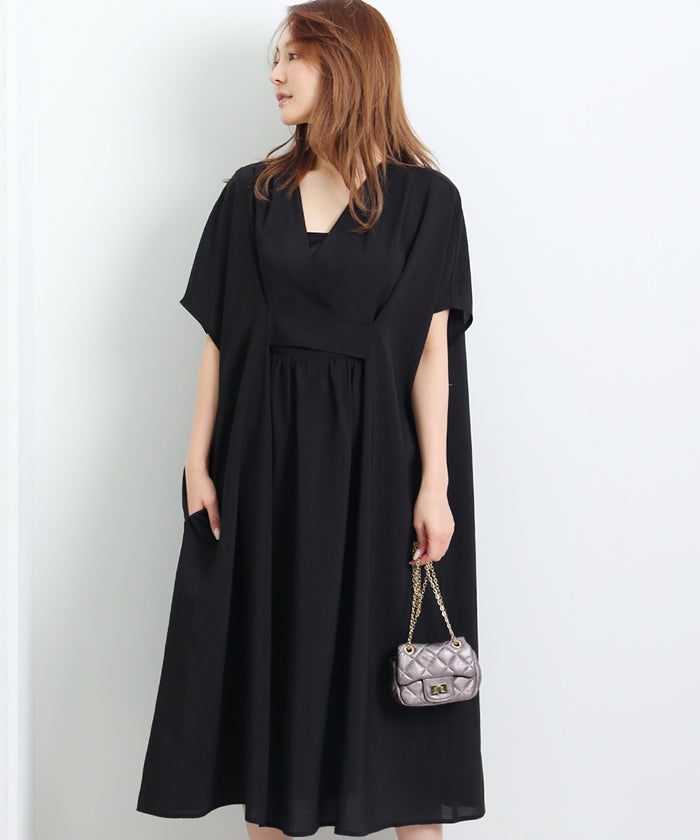 マーサ MARTHA カシュクールネックワイドワンピース （ブラック） ブラック