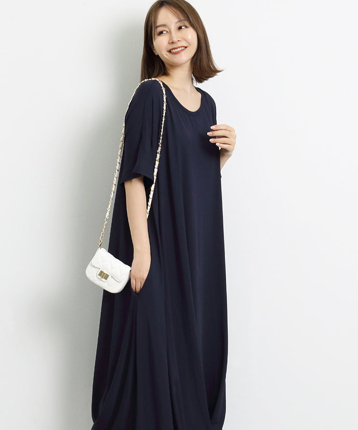 マーサ MARTHA タックヘムワイドワンピース （ブラック） ブラック