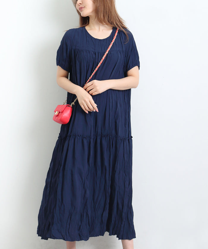 マーサ MARTHA ワッシャー加工ワンピース （ネイビー） ネイビー