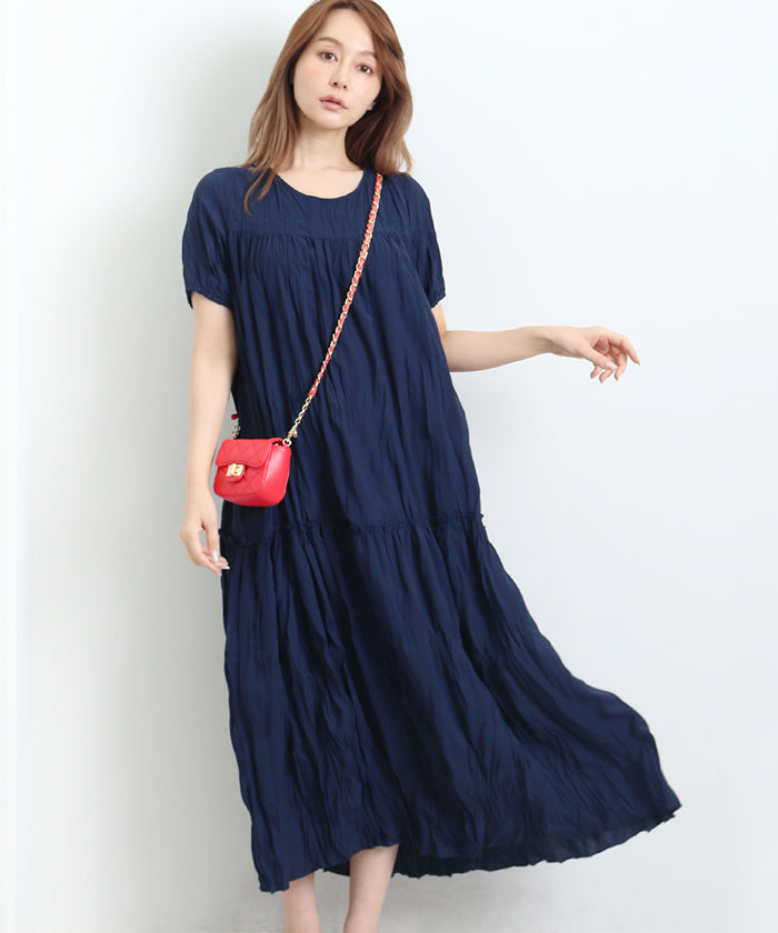 マーサ MARTHA ワッシャー加工ワンピース （ネイビー） ネイビー