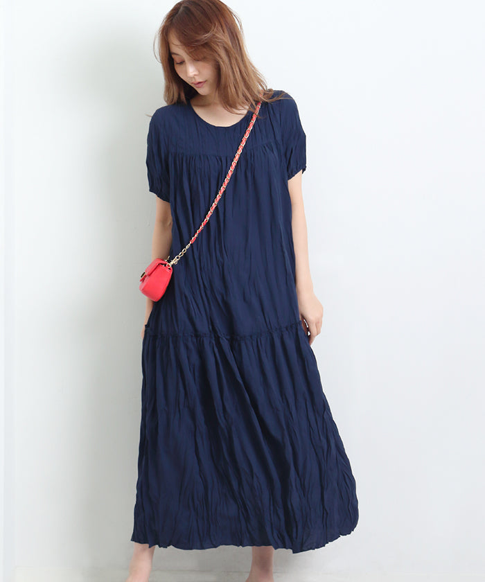 マーサ MARTHA ワッシャー加工ワンピース （ネイビー） ネイビー