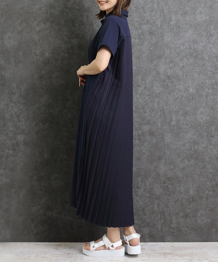 マーサ MARTHA バックプリーツポロワンピース （ネイビー） ネイビー