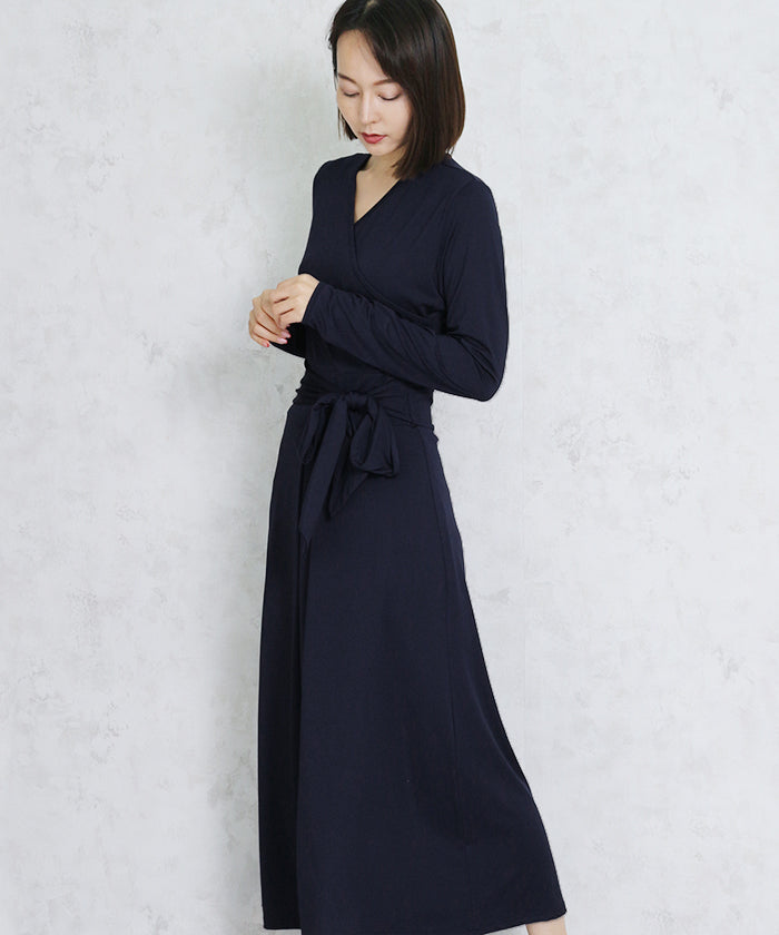 マーサ MARTHA ロングカシュクールジャージーワンピース （ロイヤルブルー） ロイヤルブルー