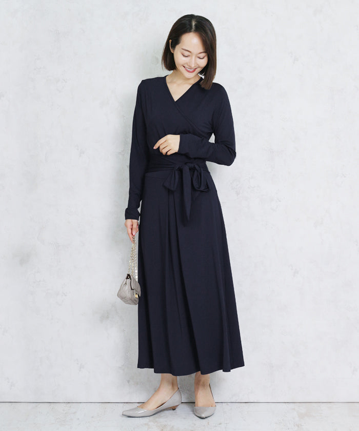 マーサ MARTHA ロングカシュクールジャージーワンピース （ロイヤルブルー） ロイヤルブルー
