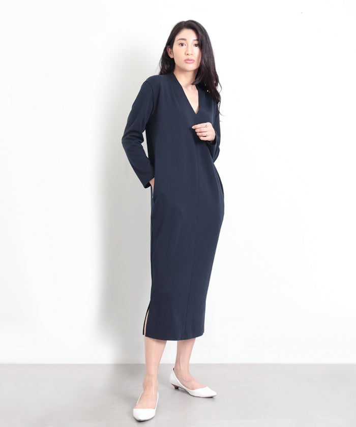 マーサ MARTHA Vネックコクーンロングワンピース