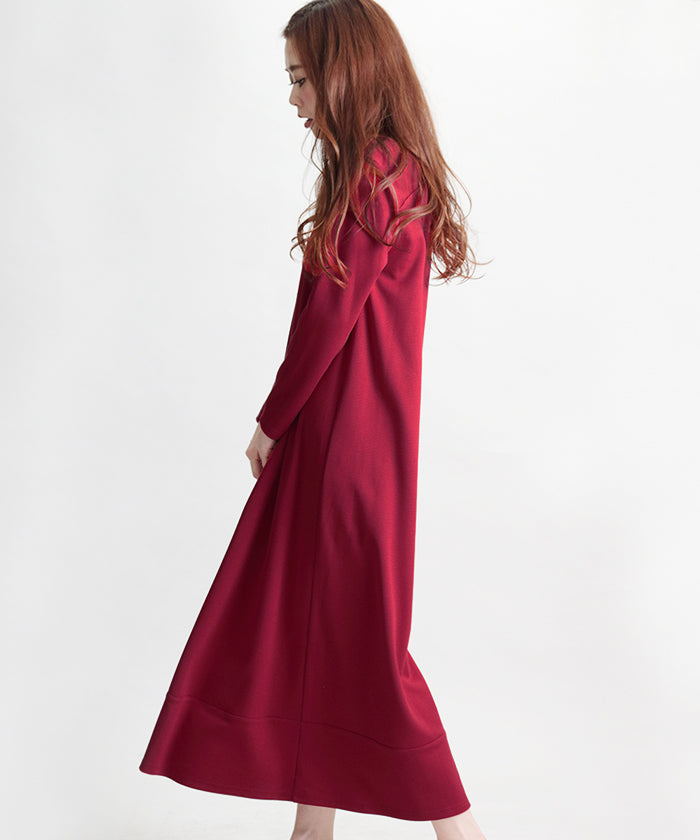 マーサ MARTHA Vネックフレアロングワンピース （ブラック） ブラック