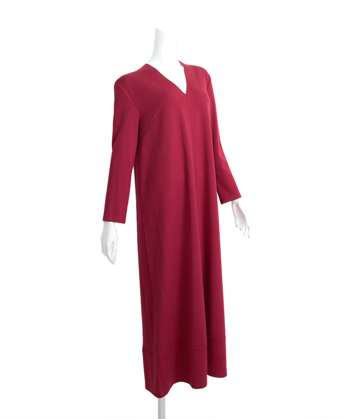 マーサ MARTHA Vネックフレアロングワンピース （ブラック） ブラック