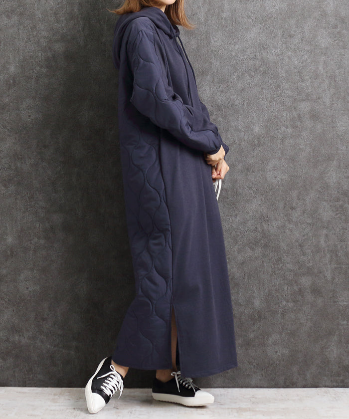 マーサ MARTHA ひょうたんキルトパーカーワンピース （ネイビー） ネイビー